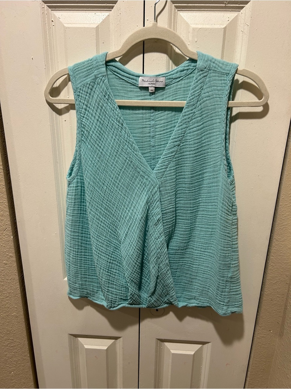 Michael Stars Kate Surplice Tank Light Blue Breezi Resort Beachy , XS - Picture 6 of 9